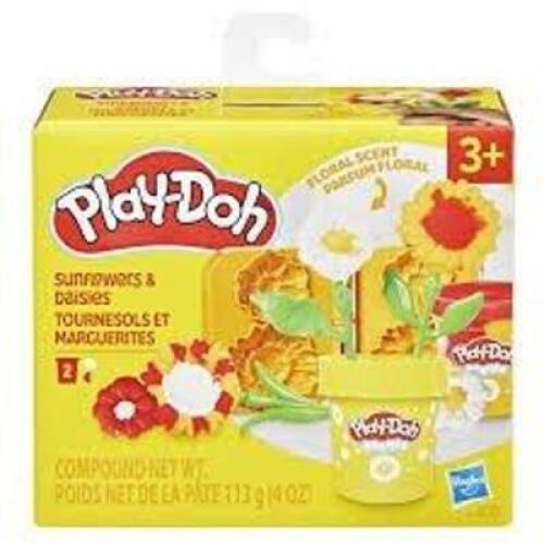 DESCRIPTION: (1) SET OF (2) PLAY-DOH BRAND/MODEL: HASBRO INFORMATION: SUNFLOWERS AND DAISIES SIZE: 4 OZ RETAIL$: $4.99 EA QTY: 1