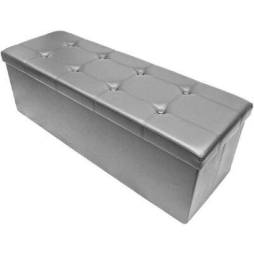 DESCRIPTION: FAUX LEATHER FOLDING STORAGE OTTOMAN CHEST BENCH BRAND/MODEL: SORBUS RETAIL$: $55.99 QTY: 1