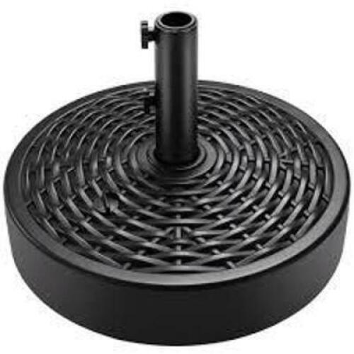 DESCRIPTION: (1) UMBRELLA BASE BRAND/MODEL: BEST CHOICE PRODUCTS INFORMATION: PLASTIC, BLACK, WICKER PATTERN RETAIL$: $71.99 EA QTY: 1