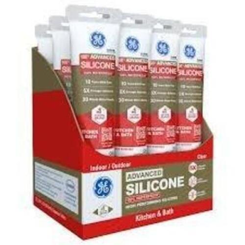 DESCRIPTION: (3) BOXES OF (12) KITCHEN AND BATH ADVANCED SILICONE BRAND/MODEL: GE INFORMATION: CLEAR SIZE: 2.8 FL OZ RETAIL$: $7.92 PER TUBE QTY: 3