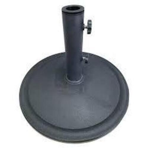 DESCRIPTION: (1) UMBRELLA BASE FOR OUTDOOR PATIO SET BRAND/MODEL: MAINSTAYS INFORMATION: BLACK, METAL SIZE: 26 LBS RETAIL$: $34.90 EA QTY: 1