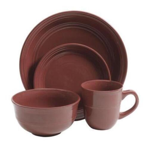 DESCRIPTION: RED RAINFOREST 16PC DINNERWARE SET BRAND/MODEL: MAINSTAYS RETAIL$: $36.98 QTY: 1