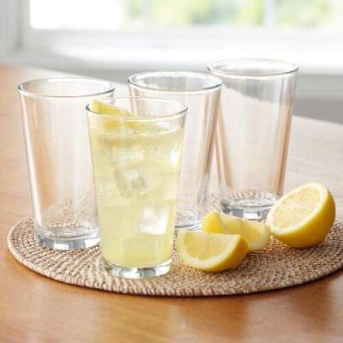 DESCRIPTION: 12CT SET OF 16 OZ. ALL-PURPOSE COOLER GLASSES BRAND/MODEL: MAINSTAYS RETAIL$: $15.88 QTY: 1
