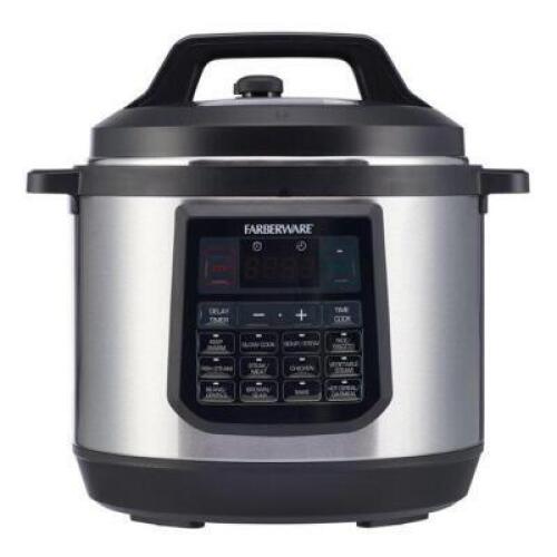 DESCRIPTION: 8 QT. 7-IN-1 PROGRAMMABLE PRESSURE COOKER BRAND/MODEL: FARBERWARE RETAIL$: $59.00 QTY: 1