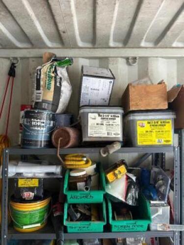 LARGE ASSORTMENT OF HAND TOOLS, HARDWARE, ETC.