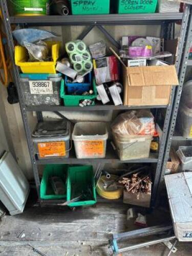 LARGE ASSORTMENT OF HAND TOOLS, HARDWARE, ETC.