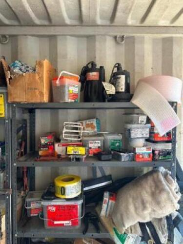 LARGE ASSORTMENT OF HAND TOOLS, HARDWARE, ETC.