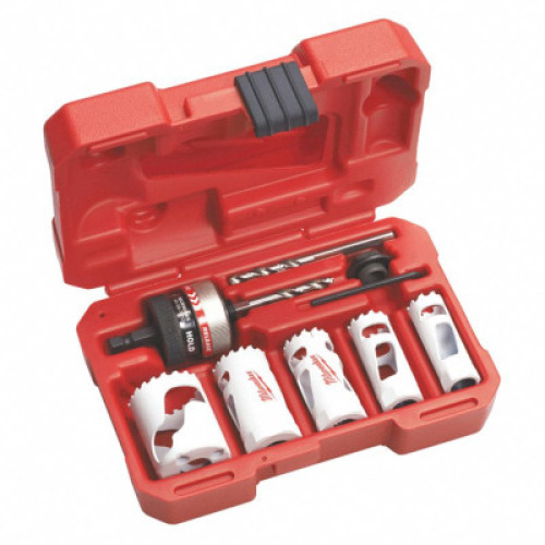 DESCRIPTION: HIGH SPEED STEEL HOLE SAW KIT BRAND/MODEL: MILWAUKEE RETAIL$: $77.56 QTY: 1