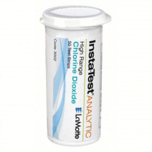 DESCRIPTION: (6) TUBES OF (50) CHLORINE DIOXIDE TEST STRIPS BRAND/MODEL: LAMOTTE 3002 SIZE: 0-500 PPM RETAIL$: $136.02 QTY: 6