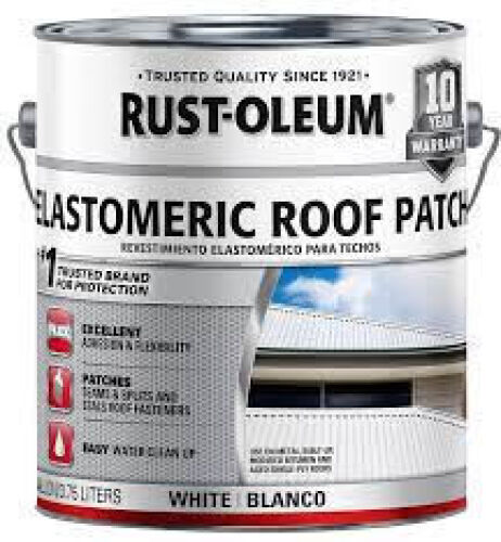 DESCRIPTION: (2) WHITE, ELASTOMERIC ROOF PATCH BRAND/MODEL: RUST-OLEUM 301898 SIZE: 1GAL RETAIL$: $83.96 QTY: 2