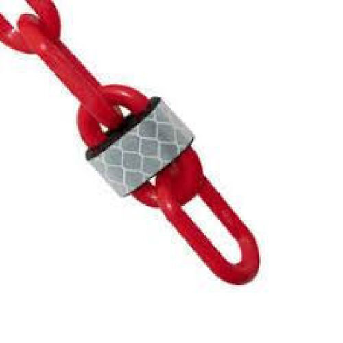 DESCRIPTION: (1) 100FT REFLECTIVE PLASTIC RED CHAIN BRAND/MODEL: MR.CHAIN 52005-100 SIZE: 2" LINK RETAIL$: $146.60 QTY: 1
