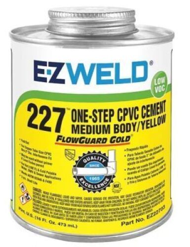 DESCRIPTION: (3) CPVC ONE STEP MEDIUM CEMENT BRAND/MODEL: EZ WELD 227 SIZE: 16 FL OZ RETAIL$: $50.37 QTY: 3