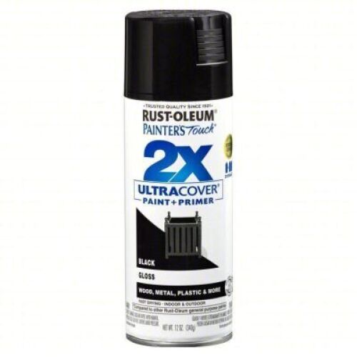 DESCRIPTION: (5) GLOSS BLACK PAINT/PRIMER BRAND/MODEL: RUST-OLEUM 334026 SIZE: 12OZ RETAIL$: $53.35 QTY: 5