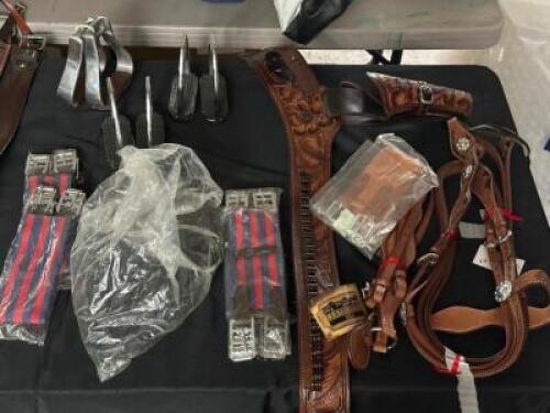 LARGE GROUP OF ASSORTED HORSE SADDLE ACCESSRIES AND PARTS
