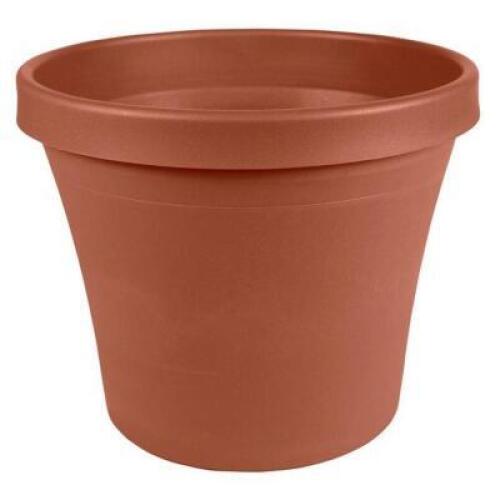 DESCRIPTION: (3) ROUND TERRA COTTA PLASTIC PLANT POT BRAND/MODEL: BLOEM RETAIL$: $40.84 EACH SIZE: 24" QTY: 3