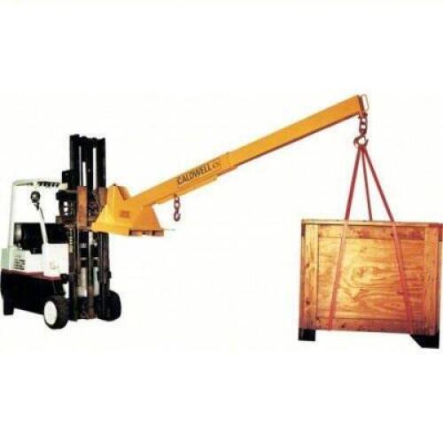 DESCRIPTION: (1) PIVOTING FORKLIFT BOOM BRAND/MODEL: CALDWELL #9CHT4 INFORMATION: 6,000 LB MAX LOAD CAPACITY, TELESCOPING BOOM, FORK SIZE: 3 FT TO 12