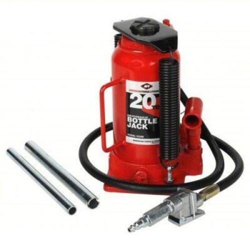 DESCRIPTION: (1) BOTTLE JACK BRAND/MODEL: AMERICAN FORGE & FOUNDRY #806JC5 INFORMATION: RED, REFLECTIVE BAGS, AIR/HYDRAULIC BOTTLE JACK, STEEL, MANUAL
