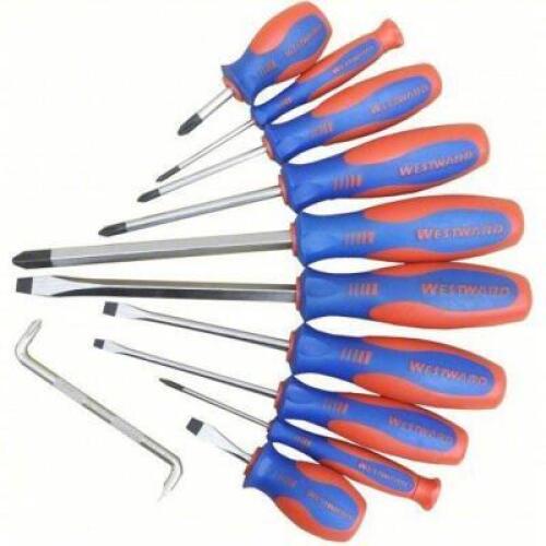 DESCRIPTION: (1) SCREWDRIVER SET BRAND/MODEL: WESTWARD #785EH6 INFORMATION: CUSHION GRIP, 11 PIECES, PHILLIPS / SLOTTED TIP RETAIL$: $30.32 EA QTY: 1