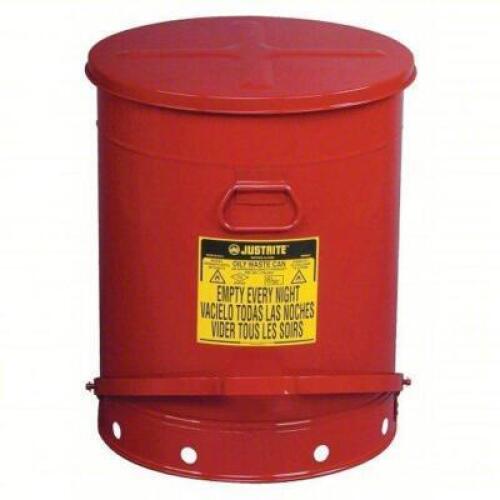 DESCRIPTION: (1) OILY WASTE CAN BRAND/MODEL: JUSTRITE #5AT31* INFORMATION: RED SIZE: 21 GAL CAP RETAIL$: $203.64 EA QTY: 1