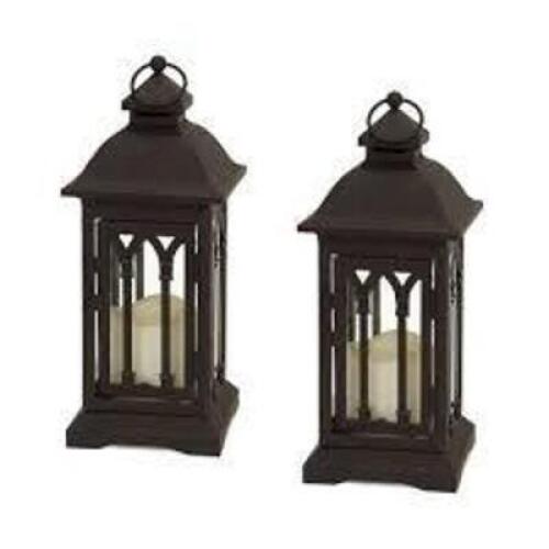 DESCRIPTION: (2) METAL BLACK LANTERN BRAND/MODEL: OZARK TRAILS INFORMATION: BLACK, METAL RETAIL$: $57.99 EA QTY: 2