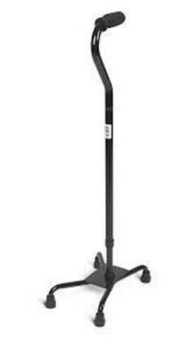 DESCRIPTION: (1) QUAD CANE WITH LARGE BASE BRAND/MODEL: MEDLINE INFORMATION: BLACK ALUMINUM SIZE: ADJUSTABLE HEIGHT RETAIL$: $45.99 EA QTY: 1