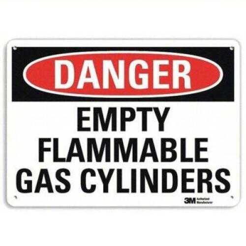 DESCRIPTION: (1) EMPTY FLAMMABLE GAS CYLINDER BRAND/MODEL: BRADY #34MT80 RETAIL$: $9.30 QTY: 1