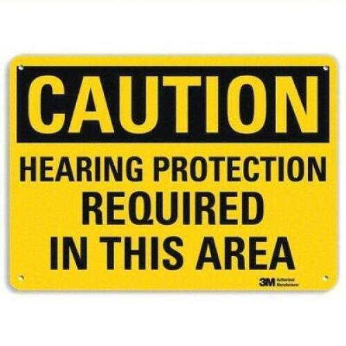 DESCRIPTION: (1) CAUTION HEARING PROTECTION REQUIRED IN THIS AREA SIGN RETAIL$: $18.12 EA QTY: 1