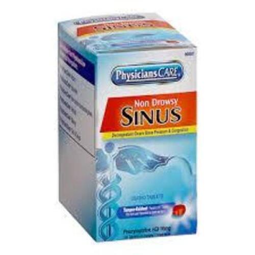 DESCRIPTION: (4) BOXES OF (50) NON-DROWSY SINUS DECONGESTANT BRAND/MODEL: PHYSICIANS CARE 90087 SIZE: 10mG RETAIL$: $47.60 QTY: 4