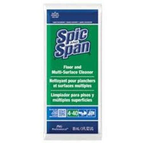 DESCRIPTION: (1) CASE OF (45) ALKALINE FLOOR AND SURFACE CLEANER CONCENTRATE BRAND/MODEL: SPIC AND SPAN 80355278 SIZE: 3 FL OZ RETAIL$: $39.06 QTY: 1