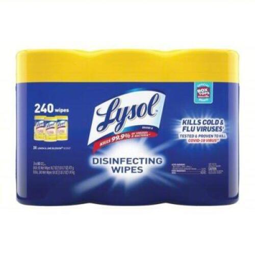DESCRIPTION: (6) 80 CT CANISTERS OF DISINFECTING WIPES BRAND/MODEL: LYSOL 1XEH7 SIZE: 240 WIPES RETAIL$: $75.94 QTY: 6