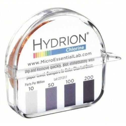DESCRIPTION: (10) ROLLS CHLORINE TEST PAPER BRAND/MODEL: HYDRION CM-240 SIZE: 10 TO 200 ppm RETAIL$: $89.10 QTY: 10
