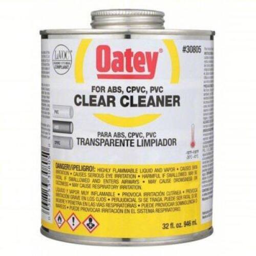 DESCRIPTION: (4) CLEAR CLEANER FOR ABS, CPVC,PVC BRAND/MODEL: OATEY 30805 SIZE: 32 oz RETAIL$: $113.36 QTY: 4