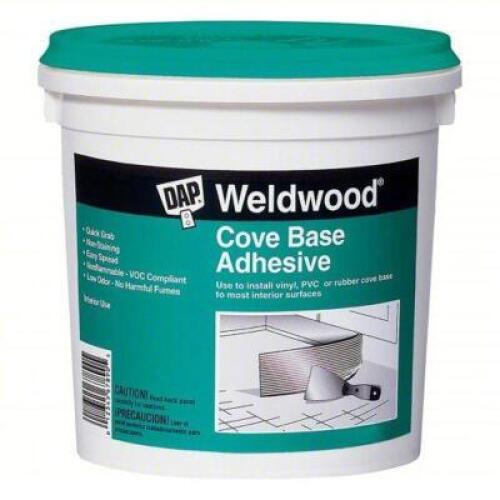 DESCRIPTION: (4) COVE BASE ADHESIVE BRAND/MODEL: DAP WELDWOOD 25053 SIZE: 32 OZ RETAIL$: $89.04 QTY: 4