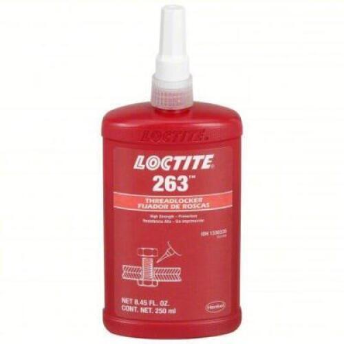 DESCRIPTION: (2) HIGH STRENGTH PRIMERLESS THREADLOCKER BRAND/MODEL: LOCTITE 263 INFORMATION: 290 IN-LB BREAKAWAY TORQUE SIZE: 8.45 FL OZ RETAIL$: $436