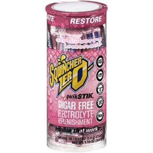DESCRIPTION: (5) 10CT PACKS OF QWIK STIK SUGAR FREE STRAWBERRY LEMONADE HYDRADTION PACKETS BRAND/MODEL: SQWINCHER ZERO RETAIL$: $6.21 EACH QTY: 5