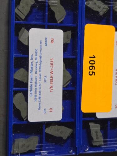DESCRIPTION: (20) CARBIDE GROOVING INSERTS BRAND/MODEL: CARBIDE FORM MASTERS QTY: 20