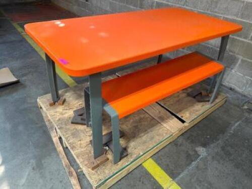 DESCRIPTION 72" STEEL PICNIC TABLE W/ (1) BENCH SEAT. LOCATION SHOP EAST QTY 1
