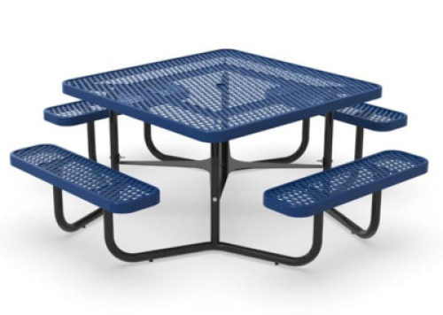 DESCRIPTION SQUARE EXPANDED STEEL ELEMENTARY PICNIC TABLE. ADDITIONAL INFORMATION RETAILS NEW FOR $2900 SIZE TABLE TOP 46" X 46"&nbsp;X 26" TALL LOCATION S