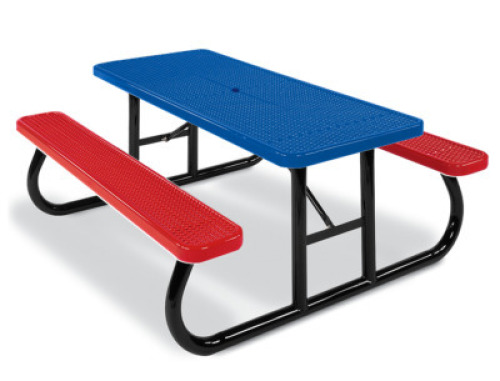 DESCRIPTION 72" STEEL PICNIC TABLE W/ (2) ATTACHED BENCH SEATS.&nbsp; LOCATION SHOP EAST SIZE:&nbsp; 26" TALL QTY 1