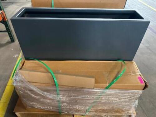 DESCRIPTION (3) 40" X 9" X 16" GREY METAL PLANTER BOXES THIS LOT IS: SOLD BY THE PIECE SIZE 40" X 9" X 16" LOCATION SHOP EAST QTY 3