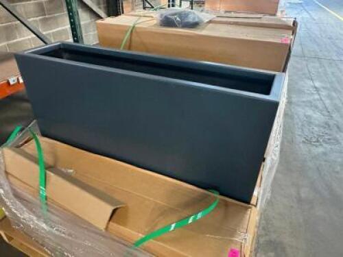 DESCRIPTION (3) 40" X 9" X 16" GREY METAL PLANTER BOXES THIS LOT IS: SOLD BY THE PIECE SIZE 40" X 9" X 16" LOCATION SHOP EAST QTY 3