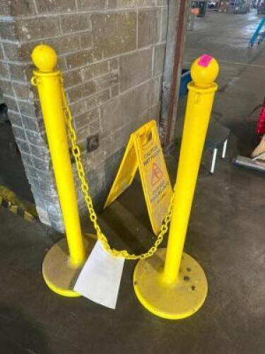 DESCRIPTION (2) YELLOW PLASTIC STANCHION POSTS W/ CHAIN THIS LOT IS: SOLD BY THE PIECE LOCATION LOADING DOCK QTY 2
