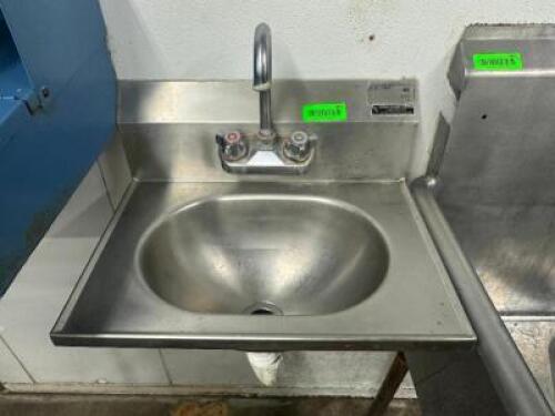DESCRIPTION EAGLE WALL MOUNTED STAINLESS HAND SINK BRAND / MODEL: EAGLE LOCATION MEAT ROOM QTY 1