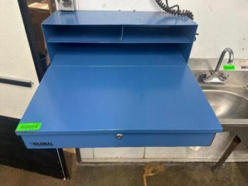 DESCRIPTION GLOBAL INDUSTRIES 24" WALL MOUNTED WORK DESK. BRAND / MODEL: GLOBAL INDUSTRIES LOCATION MEAT ROOM QTY 1
