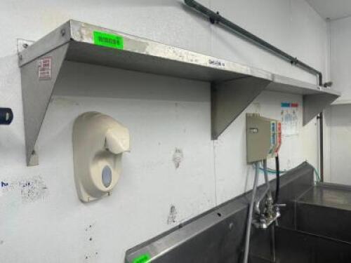 DESCRIPTION (1) 36" X 12" STAINLESS WALL SHELF AND (1) 48" X 12" STAINLESS WALL SHELF. THIS LOT IS: SOLD BY THE PIECE LOCATION MEAT ROOM QTY 2