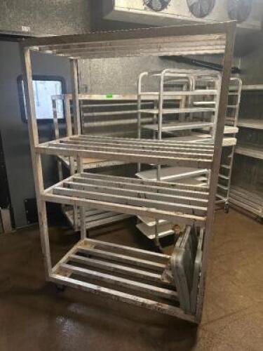 DESCRIPTION 48" X 24" FOUR TIER ALUMINUM DUNNAGE SHELF SIZE 48" X 24: LOCATION MEAT ROOM QTY 1