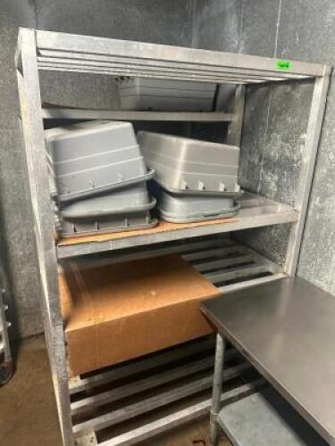 DESCRIPTION 48" X 24" FOUR TIER ALUMINUM DUNNAGE SHELF SIZE 48" X 24: LOCATION MEAT ROOM QTY 1