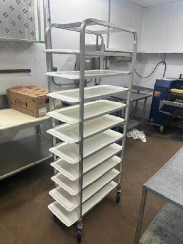 DESCRIPTION NATIONAL CART CO HALF SIZE TRAY CART. BRAND / MODEL: NATIONAL CART CO AL-1210-B LOCATION MEAT ROOM QTY 1