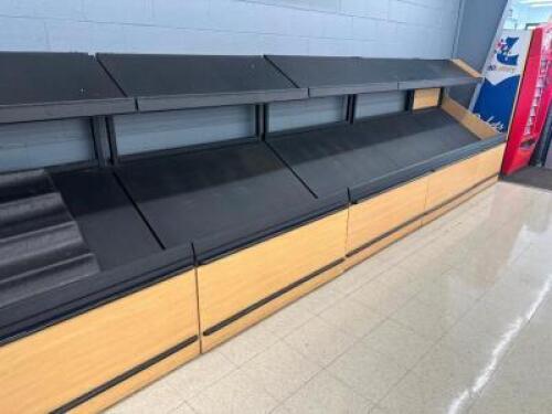 DESCRIPTION 22' TOTAL OF NON REFRIGERATED PRODUCT DISPLAY SHELVING ADDITIONAL INFORMATION IN (6) SECTIONS LOCATION FRONT QTY 1