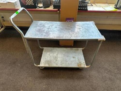 DESCRIPTION 40" TWO TIER METAL UTILITY CART SIZE 40" X 20" LOCATION OFFICE QTY 1